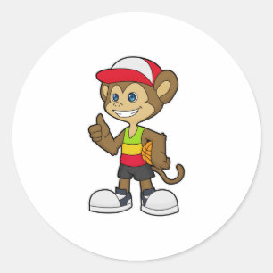 Monkey as Basketball player with Basketball Classic Round Sticker