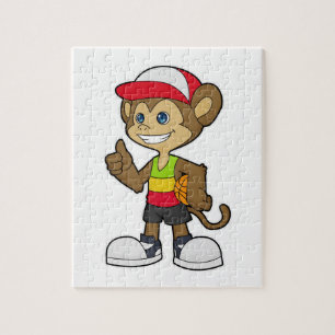 Monkey as Basketball player with Basketball Jigsaw Puzzle