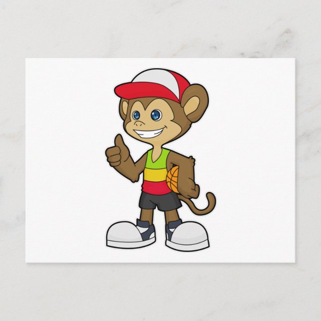 Monkey as Basketball player with Basketball Postcard (Front)
