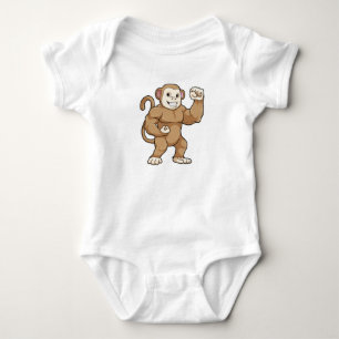 Monkey as Bodybuilder at Bodybuilding Baby Bodysuit