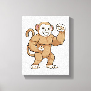 Monkey as Bodybuilder at Bodybuilding Canvas Print