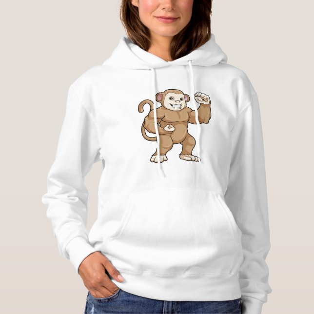 Monkey as Bodybuilder at Bodybuilding Hoodie (Front)