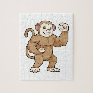 Monkey as Bodybuilder at Bodybuilding Jigsaw Puzzle