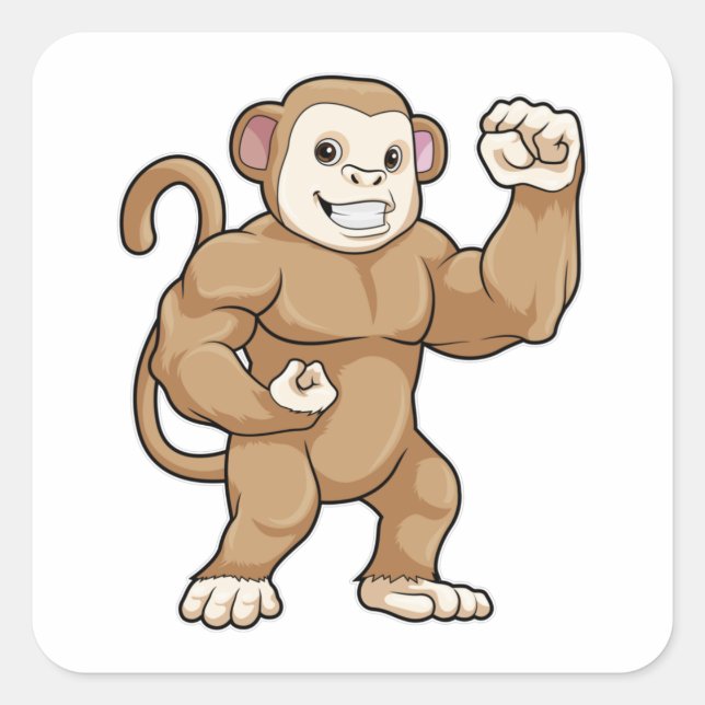 Monkey as Bodybuilder at Bodybuilding Square Sticker (Front)