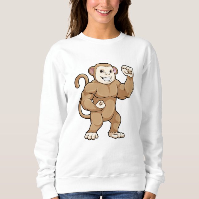 Monkey as Bodybuilder at Bodybuilding Sweatshirt (Front)