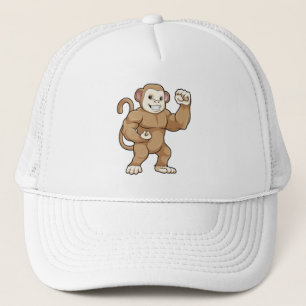 Monkey as Bodybuilder at Bodybuilding Trucker Hat