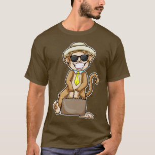 Monkey as Businessman with Briefcase Sunglasses T-Shirt