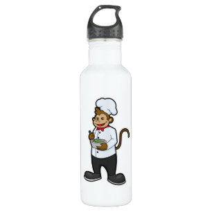 Monkey as Cook with Bowl 710 Ml Water Bottle