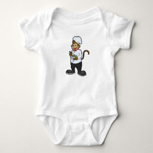 Monkey as Cook with Bowl Baby Bodysuit