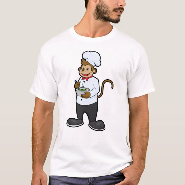 Monkey as Cook with Bowl T-Shirt (Front)