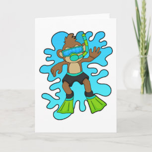 Monkey as Diver with Snorkel Card