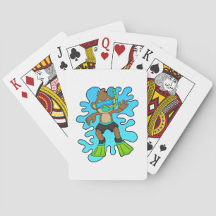 Monkey as Diver with Snorkel Playing Cards