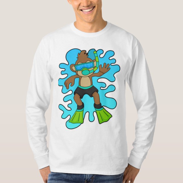 Monkey as Diver with Snorkel T-Shirt (Front)