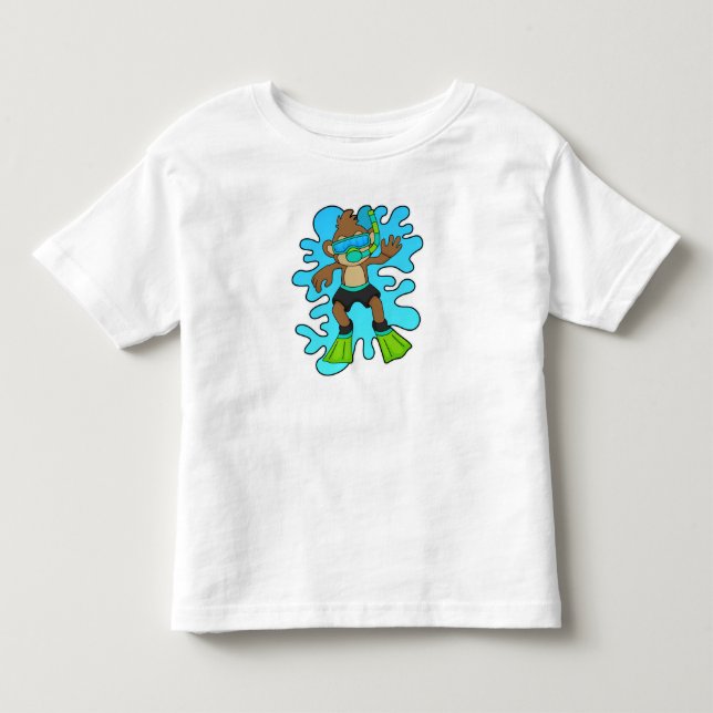 Monkey as Diver with Snorkel Toddler T-Shirt (Front)