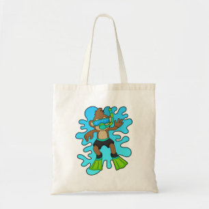 Monkey as Diver with Snorkel Tote Bag