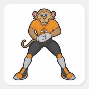 Monkey as Football player with Football Square Sticker