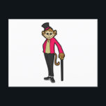 Monkey as Gentleman with Hat & Walking stick Postcard<br><div class="desc">This design is the perfect gift for a birthday,  Christmas and other celebrations. It is suitable for women,  men and kids.</div>