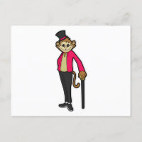 Monkey as Gentleman with Hat & Walking stick