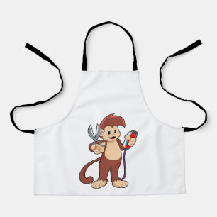 Monkey as Hairdresser with Scissors & Razor Apron