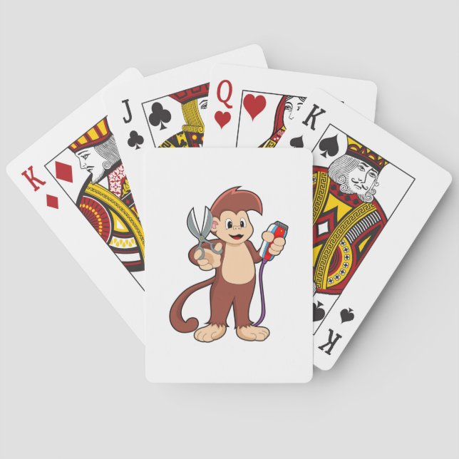 Monkey as Hairdresser with Scissors & Razor Playing Cards (Back)