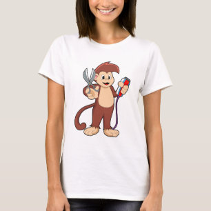 Monkey as Hairdresser with Scissors & Razor T-Shirt