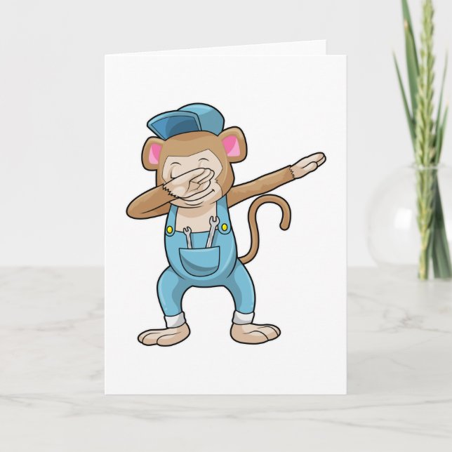 Monkey as Mechanic at Hip Hop Dance Dab Card (Front)
