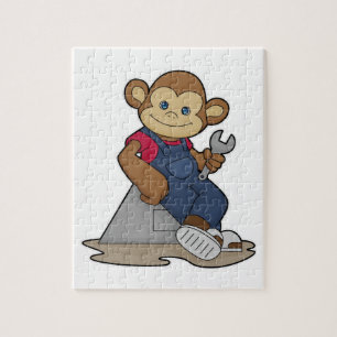 Monkey as Mechanic with Wrench Jigsaw Puzzle