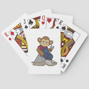 Monkey as Mechanic with Wrench Playing Cards