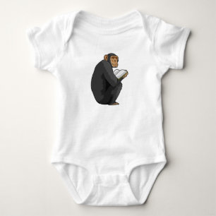 Monkey as Nerd with Book Baby Bodysuit