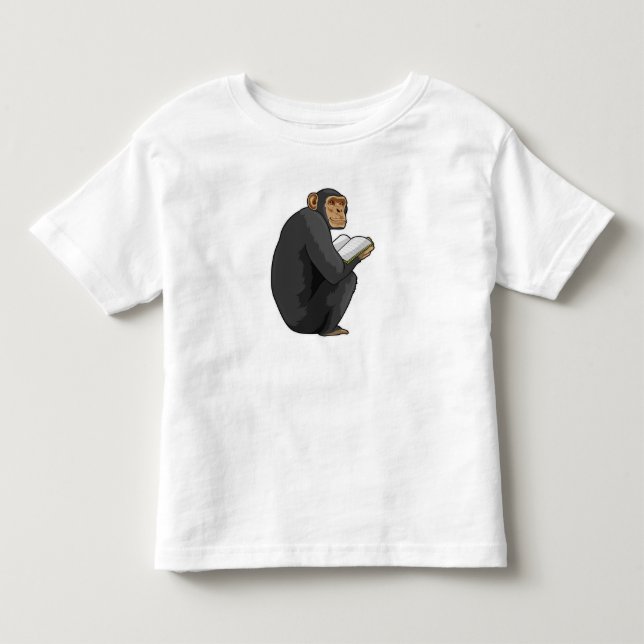 Monkey as Nerd with Book Toddler T-Shirt (Front)