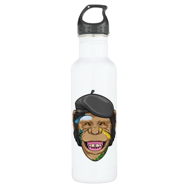 Monkey as Painter 710 Ml Water Bottle (Front)