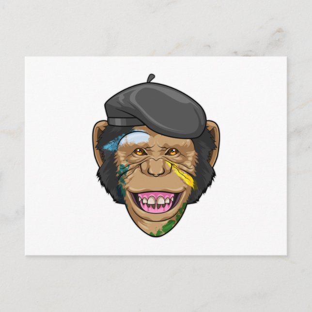 Monkey as Painter Postcard (Front)