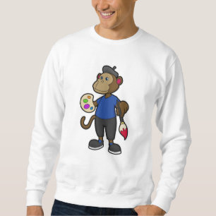 Monkey as Painter with Paint & Brush Sweatshirt