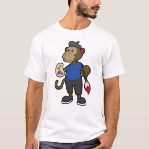 Monkey as Painter with Paint & Brush T-Shirt