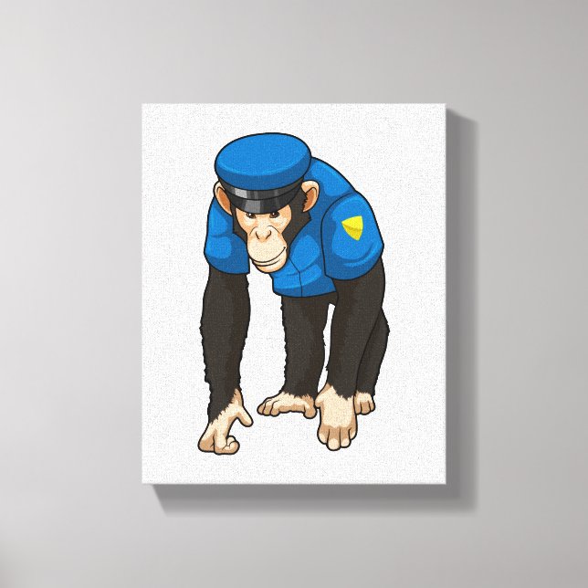 Monkey as Police officer with Uniform Canvas Print (Front)