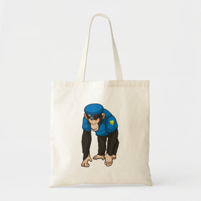 Monkey as Police officer with Uniform Tote Bag (Front)