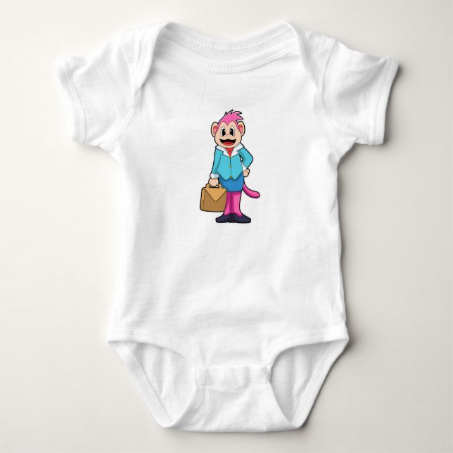 Monkey as Secretary with Bag Baby Bodysuit (Front)
