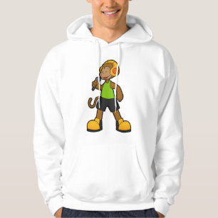 Monkey as Singer with Microphone & Headphone Hoodie