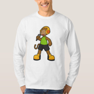 Monkey as Singer with Microphone & Headphone T-Shirt