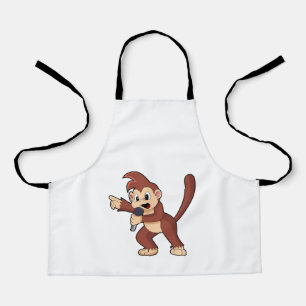 Monkey as Singer with Microphone.PNG Apron