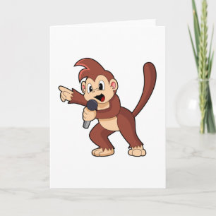 Monkey as Singer with Microphone.PNG Card
