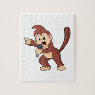 Monkey as Singer with Microphone.PNG Jigsaw Puzzle