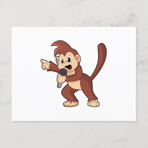 Monkey as Singer with Microphone.PNG Postcard