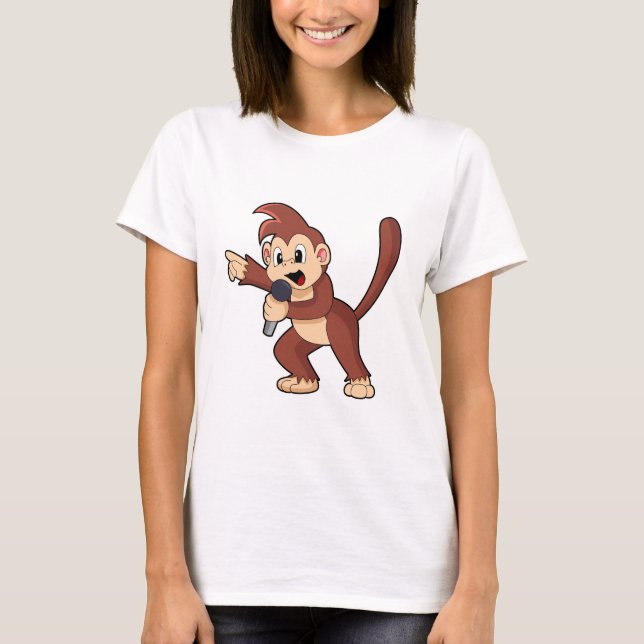 Monkey as Singer with Microphone.PNG T-Shirt (Front)