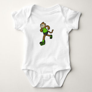 Monkey as Skater with Inline skates Baby Bodysuit