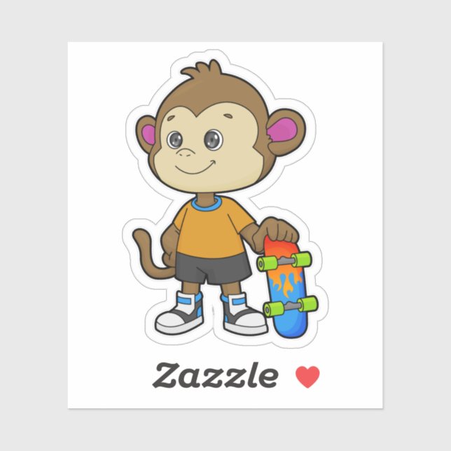 Monkey as Skater with Skateboard (Sheet)