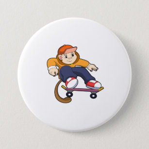Monkey as Skater with Skateboard 7.5 Cm Round Badge