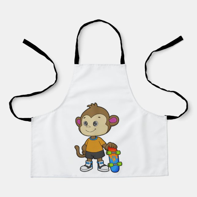 Monkey as Skater with Skateboard Apron (Front)