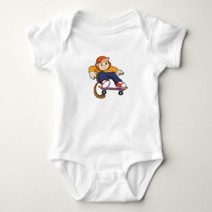 Monkey as Skater with Skateboard Baby Bodysuit