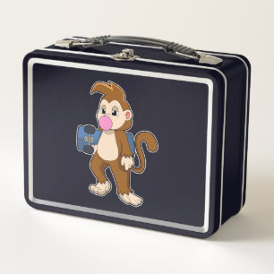 Monkey as Skater with Skateboard Metal Lunch Box